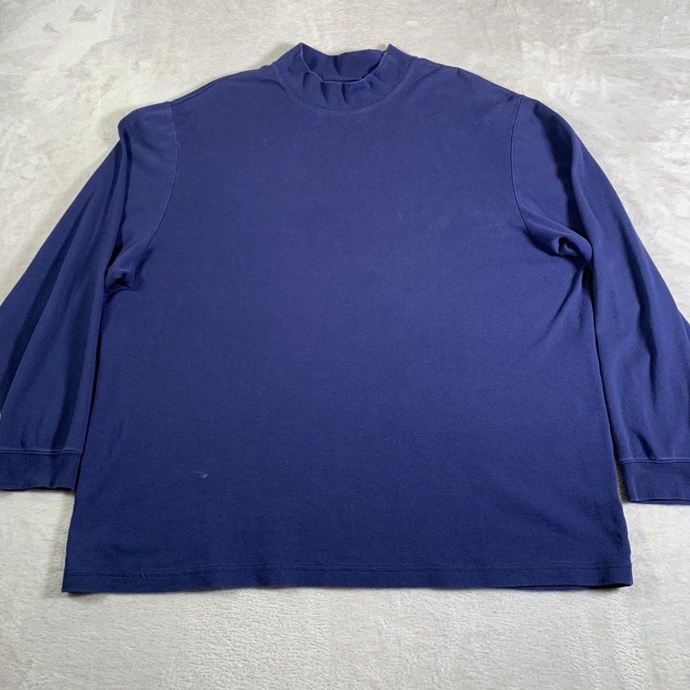 Roundtree & Yorke Shirt Mens 2XL‎ Blue Mock Neck Long Sleeve Silky Finish Knit